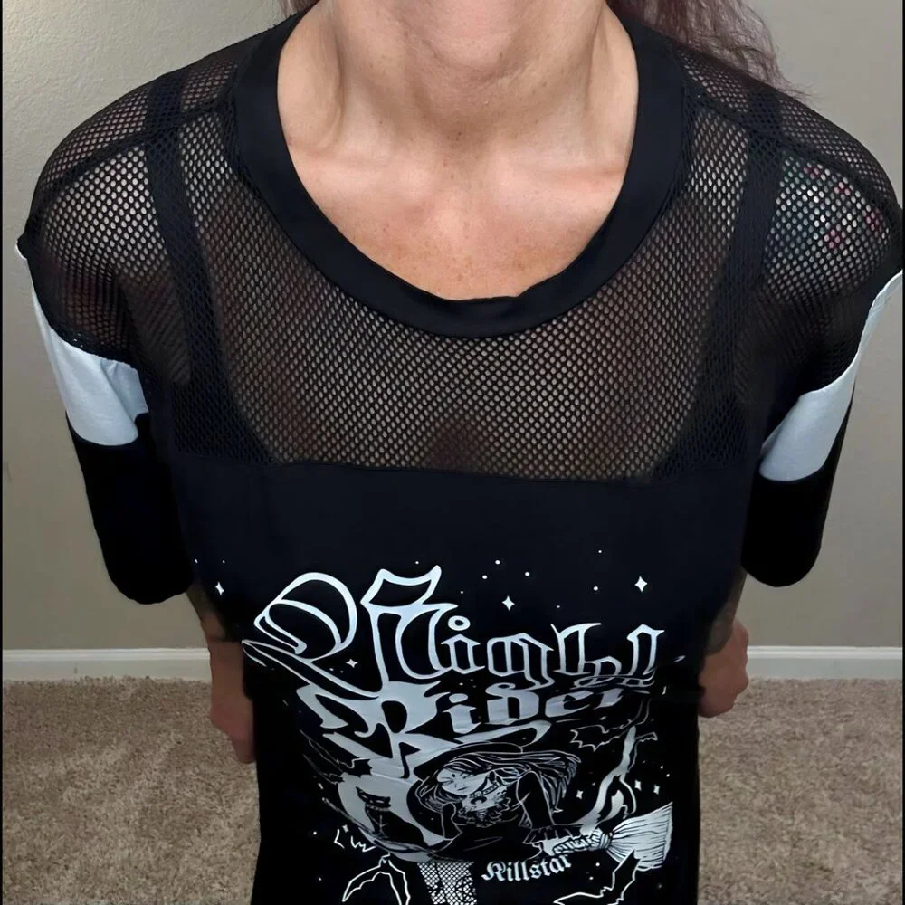 NWOT Killstar Nightrider Dress Witch Tunic Goth Punk Whimsgoth Black & White L - Picture 5 of 14